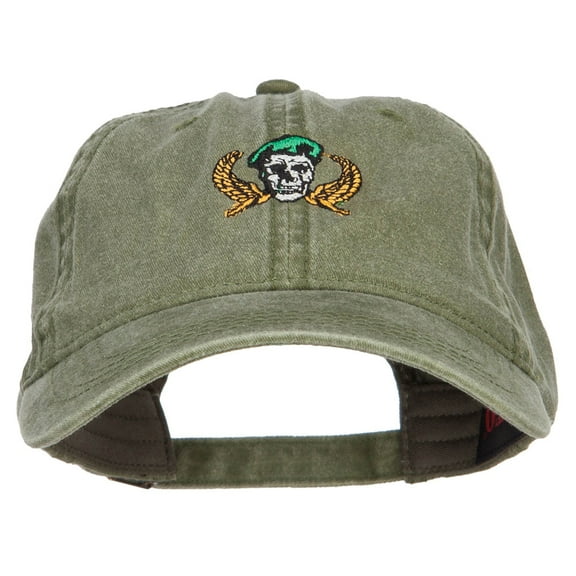 Green Beret Crest Embroidered Washed Cap - Olive OSFM