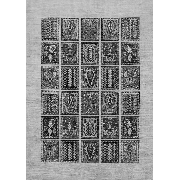 Ahgly Company Indoor Rectangle Abstract Gray Modern Area Rugs, 3' x 5'