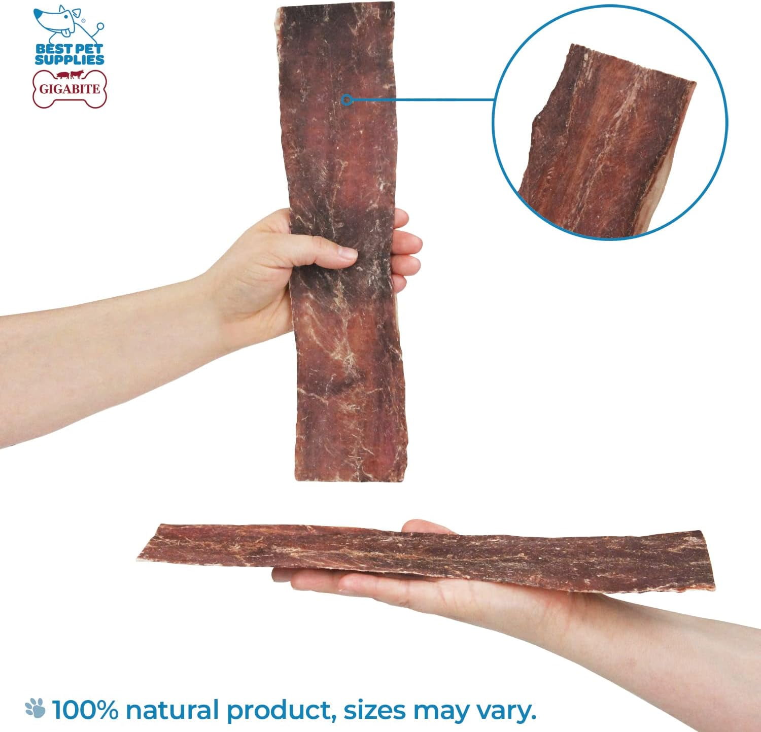 GigaBite 10 Inch Beef Gullet Jerky Strips (18 Pack) - All Natural, Free Range Beef Esophagus Taffy Dog Treat by Best Pet Supplies