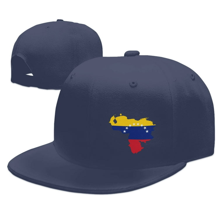 Adjustable Men Flat Snapback Pattern Hat Venezuela Map Hats, Cap Brim Baseball Flag (Blue) TEQUAN