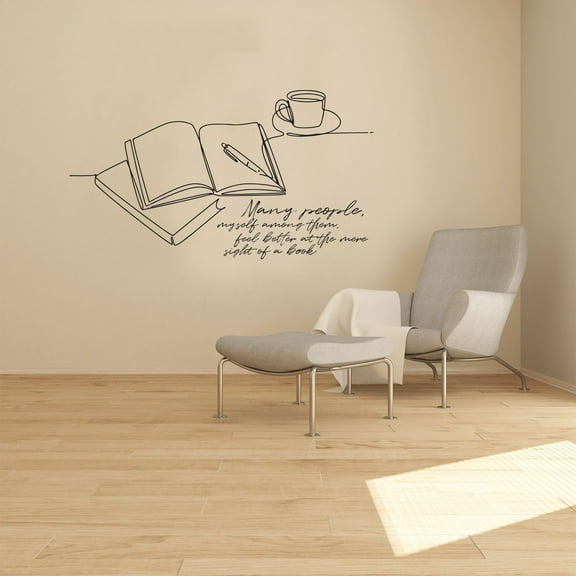 Many People Myself Among Them Feel Better At The Mere Sight Of A Book - Quotes Vinyl Wall Art Sticker Decal Home Library Activity Adventure Wall Décoration Design Wall Décor Decal Size (8x10 inch)