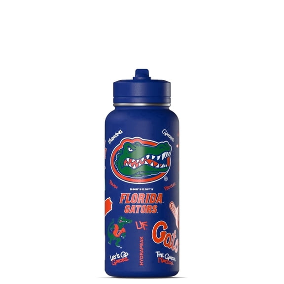 Hydrapeak Officially Licensed Florida Gators 32 oz Active Water Bottle with Straw Lid Reusable Stainless Steel Double Wall Insulated Sports Gift