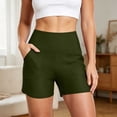 thumbnail image 5 of TEAJOPSUU Athletic Shorts for Women with Pockets Stretchy High Waisted Yoga Shorts Tummy Control for Workout Running Olive Green, 5 of 7