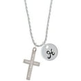 thumbnail image 1 of Delight Jewelry Stainless Steel Psalm 46:10 - Be Still and Know Engraved Cross - Silvertone Script Initial Disc - H - Charm Necklace, 20"+3", 1 of 4