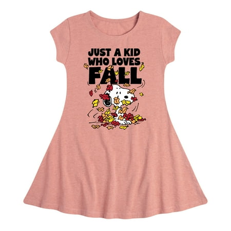 

Peanuts - Just A Kid Who Loves Fall - Toddler And Youth Girls Fit And Flare Dress