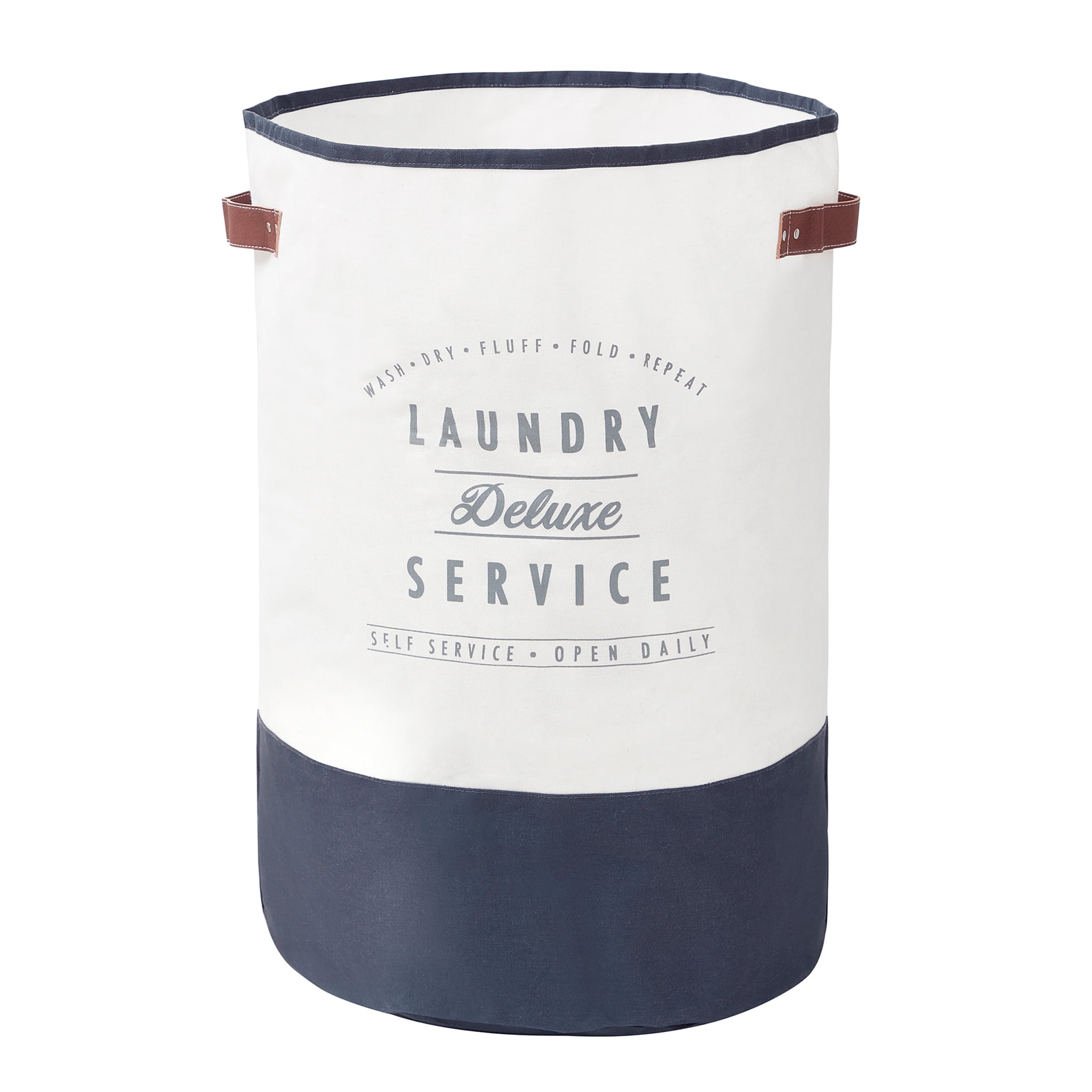 (2 pack) Better Homes & Gardens Ivory/Grey Canvas Laundry Hamper, Adult, 16" x 25"