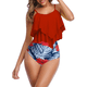 thumbnail image 2 of Lucakuins Traje de baño Switmsuit Bikini Set para mujer Trajes de baño de una pieza Top Ruffled Racerback con parte inferior de talle alto Tankini Set Lucakuins moda, 2 of 3