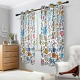 thumbnail image 2 of Yayeee Window Curtains Set of 2 for Living Room Light Filtering 63"x52", Doodle Pattern, 2 of 7