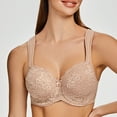 thumbnail image 5 of MELENECA Women's Floral Lace Non-Padded Minimizer Full coverage Underwire Bra Beige-Lace 40I, 5 of 5