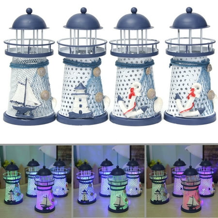 Mediterranean LED Night Lights House Lantern Tower Candle Nautical Sailboat Home Table Decor Christmas