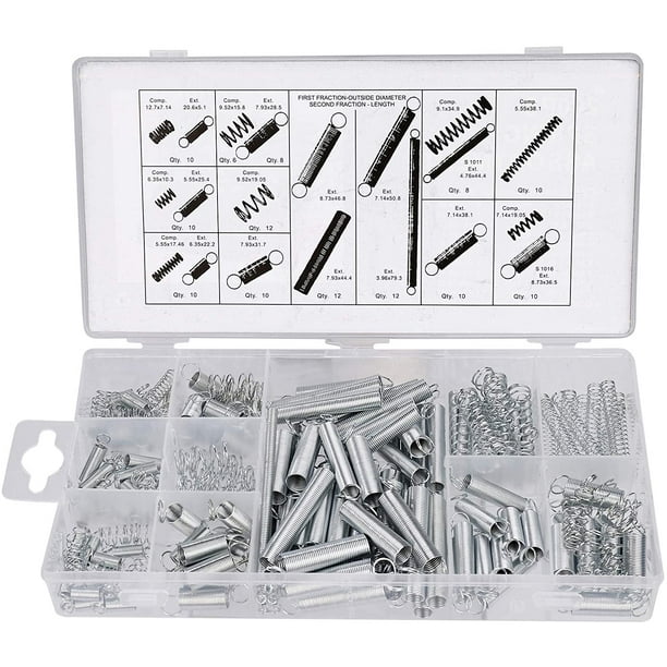 Assortment of Compression and Extension Springs 20 Sizes Small Assorted Galvanized Steel Springs