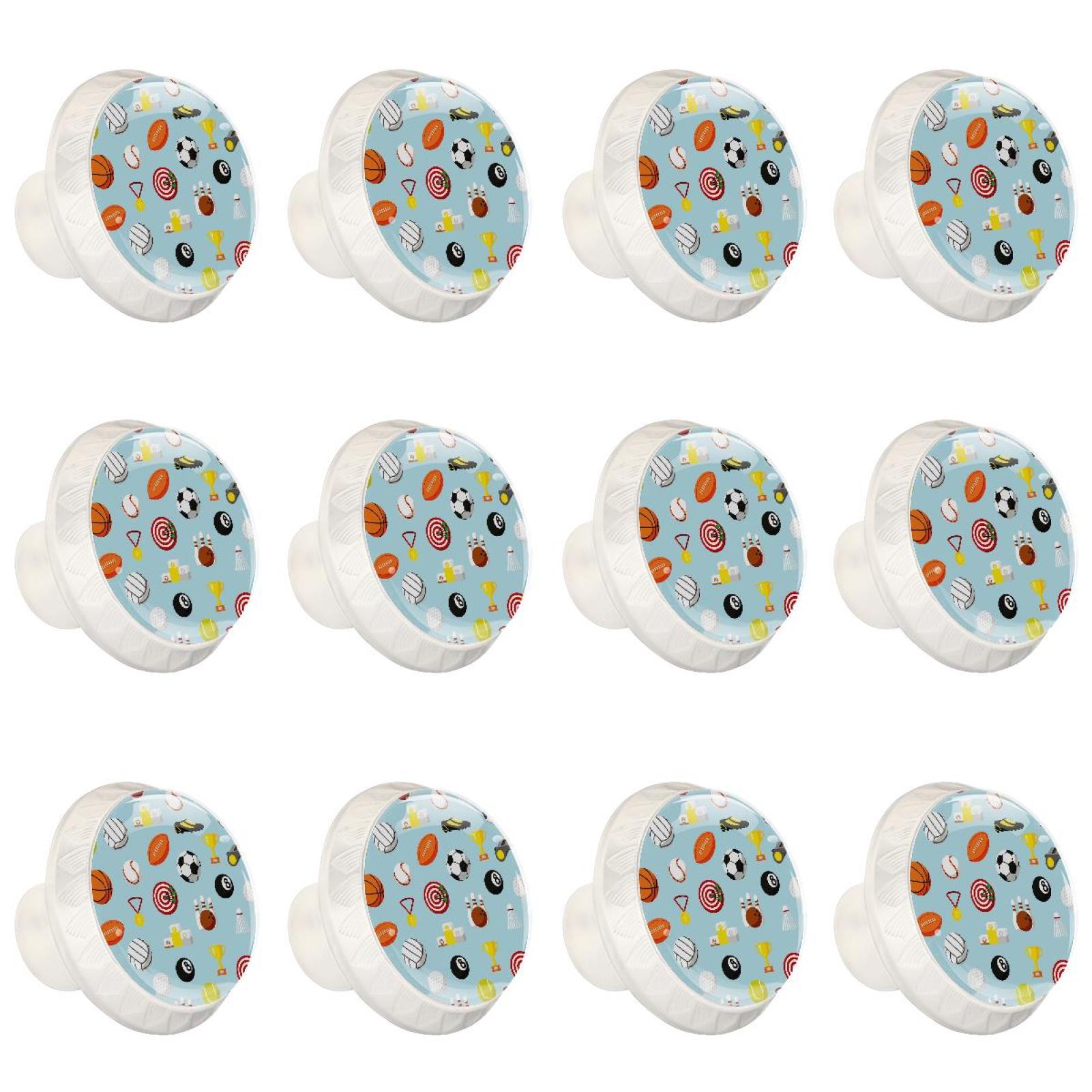 12 Pcs Sport Ball Pattern Knobs for Kitchen Cupboard Dresser