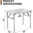 thumbnail image 2 of Commercial-Worktable Folding Workstation Stainless-Steel Heavy-Duty 36 x 24 Inch with 220 lbs Load, Silver Stainless Steel Kitchen Island,Kitchen Work Table, 2 of 7