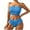 Blue-2, variant on Youyipin Womens Swimsuits 2 Piece Strapless Triangle Bikini Set Bandeau Swimsuit Color Block Mid Waist Bathing Suits Swimwear