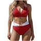 thumbnail image 2 of Traje de baño de 2 piezas para mujer, trajes de baño para mujer, traje de baño bikini de color liso con braguita reforzada, almohadilla en el pecho y tira en el cuello sin refuerzo de acero, traje de, 2 of 6
