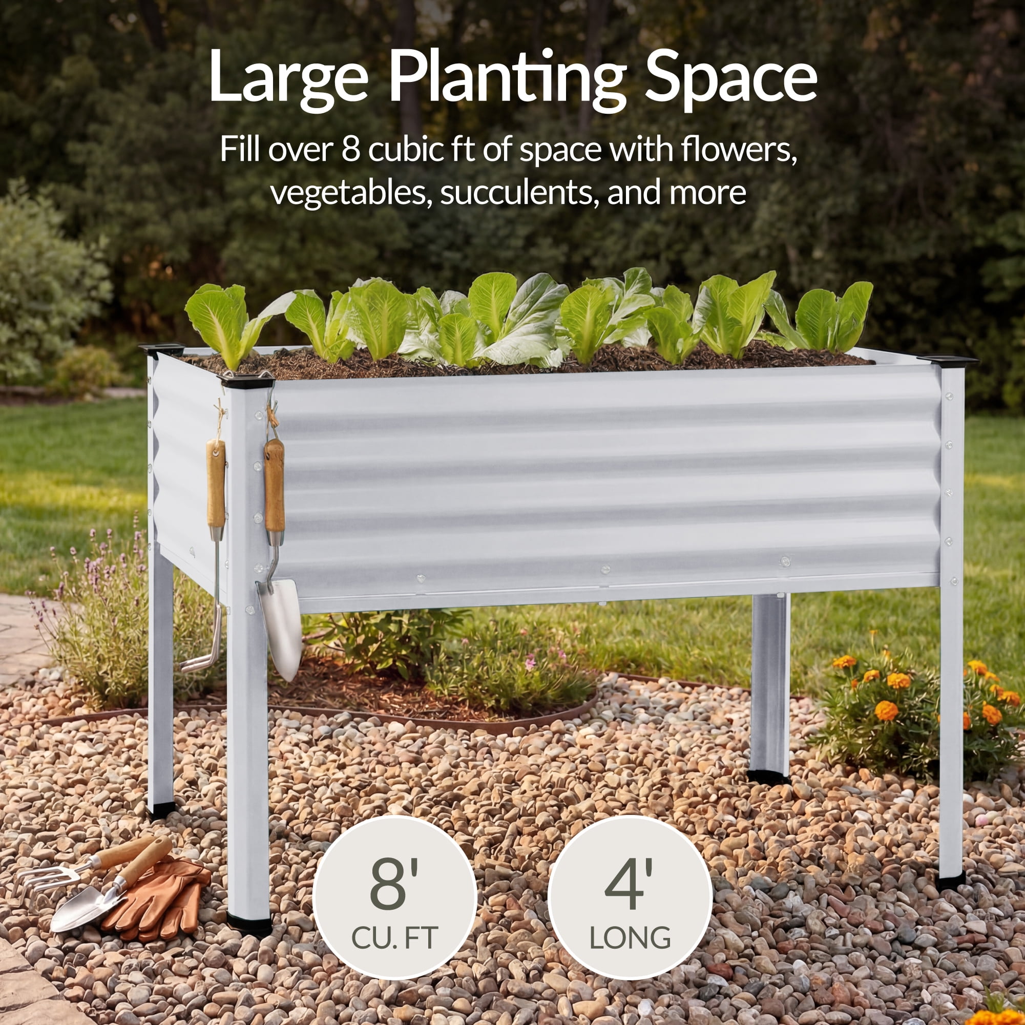Best Choice Products 48x24x30in Elevated Galvanized Metal Garden Bed w/ Corner Protectors - Silver