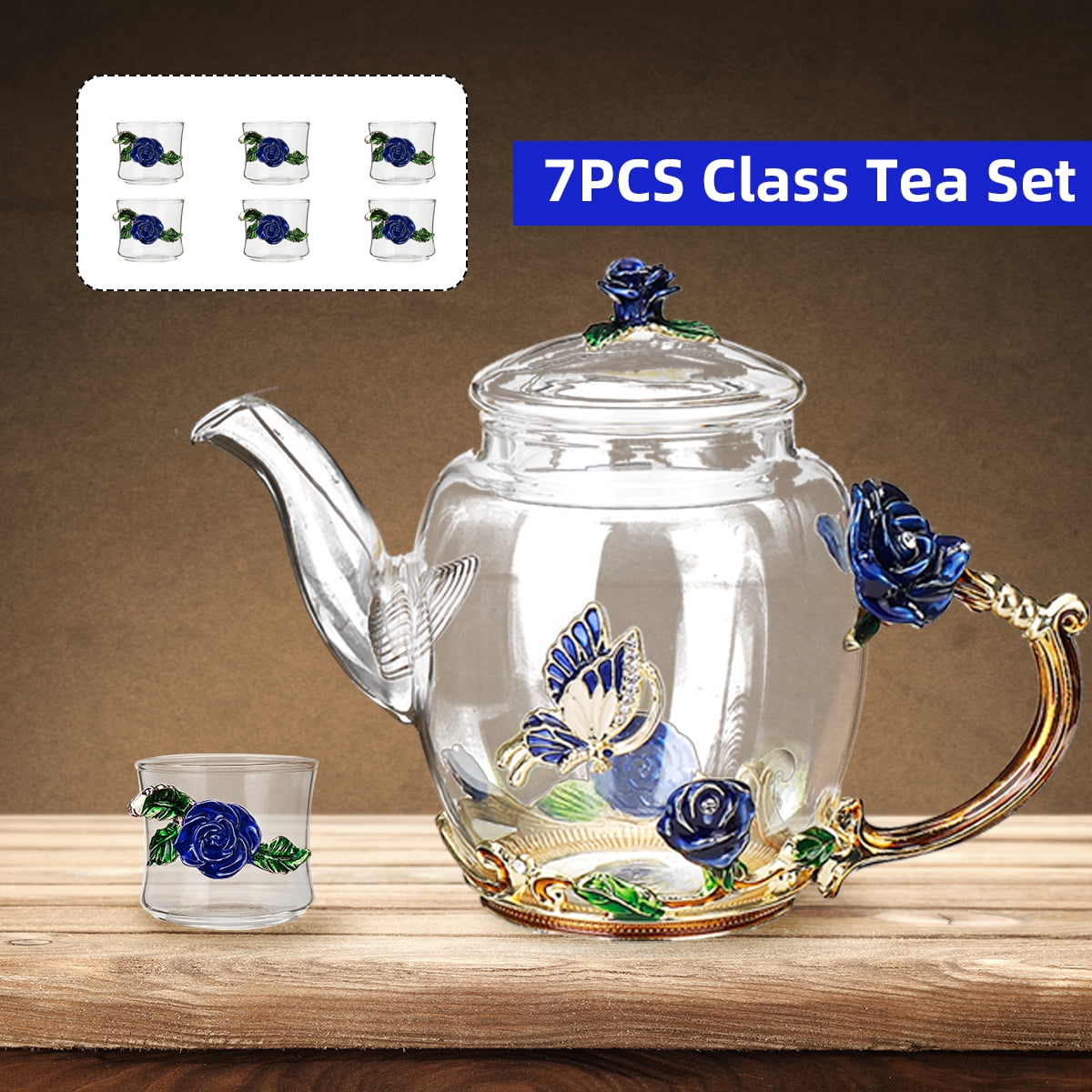 1980's Vintage Children's Tea Set Colorful Birdhouse Tea Set Teacups and Saucers Small Glazed Stoneware Teapot c