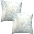 thumbnail image 2 of Chinoiserie Flowers Throw Pillow Covers 18x18 Set of 2, Vintage Light Blue Floral Square Pillow Cases Zippered Cotton Cushion Cover for Couch Bed Sofa Bedroom Livingroom Decor, 2 of 4