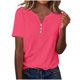 thumbnail image 3 of Tops para mujer,Blusa de manga corta con botones y estampado para mujer, estilo informal de lino, poliéster, cómoda para uso diario, sopatenor, 3 of 9