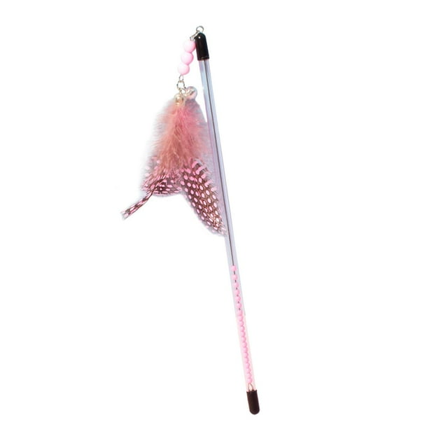 Juguete interactivo para gatos, palo de juguete para gatos, juguete de ejercicio, juguete de entrenamiento, juguete de plumas para gatos Rosa