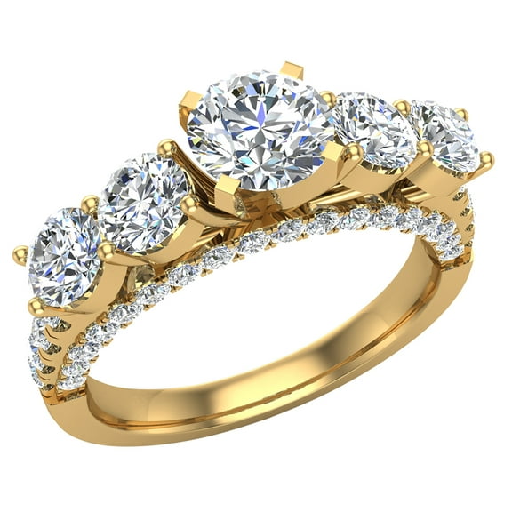 1.94 CT Five Stone Diamond Wedding Ring 14K Gold