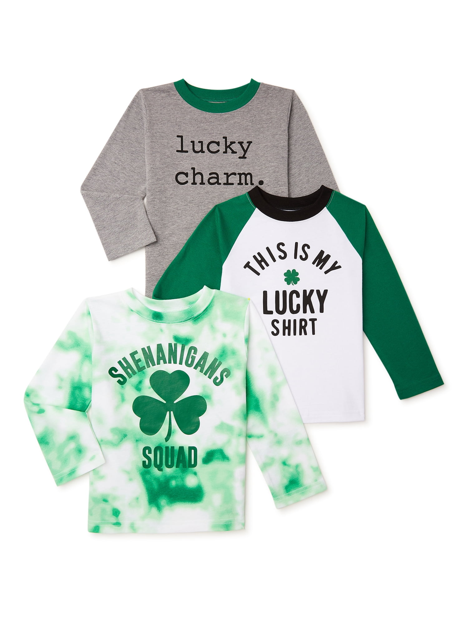Saint Patrick's Day Toddler Boys’ Long Sleeve T-Shirts, 3-Pack, Sizes 12M-5T