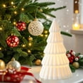 thumbnail image 2 of PuSpu Ceramic Christmas Tree Desktop Ornament White 12.5x8.4cm Single Premium Glossy Miniature Holiday Home Decor Mantle Tabletop Scene Prop Elegant Winter Accent, 2 of 6