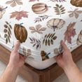 thumbnail image 3 of Cal.King Size Fitted Sheet Set - Vintage Pumpkins Fall 3 Piece Bedding Sets 16" Deep Pocket Fitted Sheet with 2 Pillowcases, Beige Botanical Thanksgiving Brushed Microfiber Hotel Luxury Bed Sheets, 3 of 9