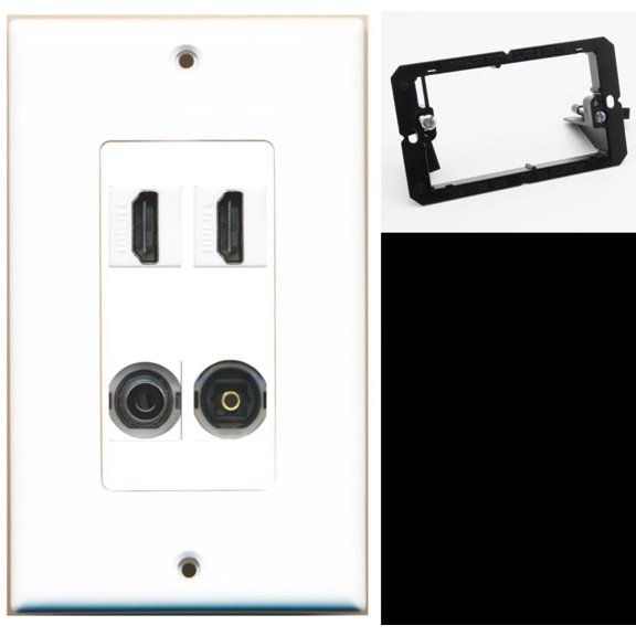 Ultra Spec Cables 2 Port HDMI 3.5mm Toslink-Optical Wall Plate w/Mounting Bracket