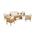 thumbnail image 7 of Noble House Carolina 6-Piece Outdoor Acacia Wood Conversation Set in Cream/Brown, 7 of 7