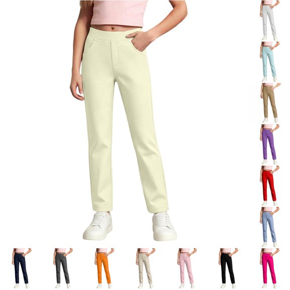 Girls' School Uniform Stretch Jegging Pant Elastic Waist Pull-On Dress Clothes