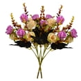 thumbnail image 1 of Ramo de rosas de cristal artificial Ceremonia de banquete de boda Decoración floral de tela de seda rosa falsa, Morado claro seitruly HA6935-05B, 1 of 6
