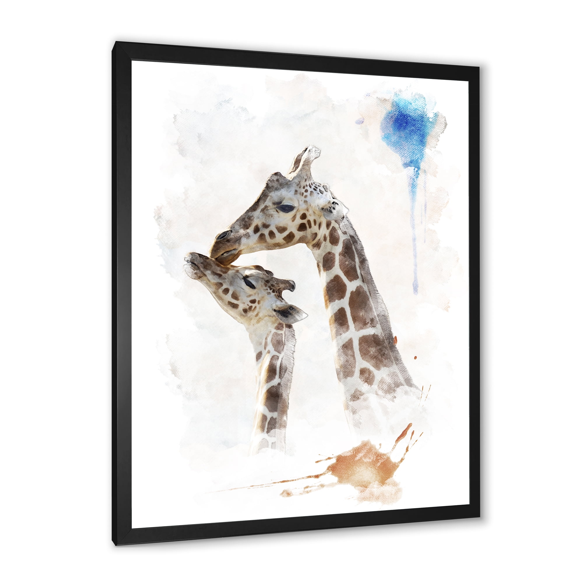 Designart 'Portrait of A Child and Giraffe' Farmhouse Framed Art Print