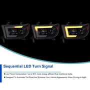 Spec-D Tuning Black Projector Headlights w/ LED Sequential Signal Compatible with 2007-2013 Toyota Tundra, 2008-2017 Toyota Sequoia, Left + Right Pair Headlamps Assembly