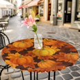 thumbnail image 6 of Orange Pumpkins Fall Round Tablecloth for 55-60 Inch Tables,Fitted Table Cover with Elastic Edge,Maple Leaves Thanksgiving Botanical Waterproof Outdoor Table Cloth Protector for Patio Garden Dinner, 6 of 9