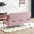 thumbnail image 6 of HSUNNS Loveseat Sofa, Modern Love Seat Couches for Living Room, Velvet Upholstered Love Seats Furniture with 2 Throw Pillows, Solid and Easy to Install Small Couch for Bedroom, Apartment, Pink, 6 of 11