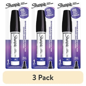 Sharpie Oil-Based Paint Markers, Bold Point, Black, 3 Pack