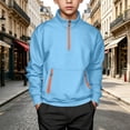 thumbnail image 2 of HBGVBA Boys Fleece Sweatshirt,Solid Color Half Zip Stand Collar Lined Pullover Top Loose Casual Thick Warm Long Sleeve 5-15 Years, 2 of 6