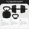 thumbnail image 2 of Fitvids 4 in 1 Adjustable Dumbbell Set, 60lbs Free Weights Set with Connector, Black, 2 of 12
