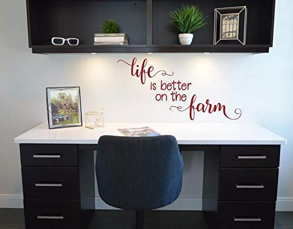 Life is Better on The Farm Wall Decals Vinyl Stickers Home Decor Quote 23x12-Inch Red