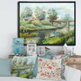 thumbnail image 2 of Designart 'Rustic Landscape With Bridge On The River' Lake House Framed Canvas Wall Art Print, 2 of 5