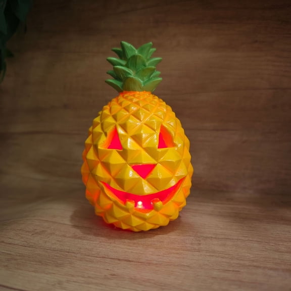 Honeeladyy Halloween Pineapple Pumpkin Lantern - Battery-Operated Indoor/Outdoor Decor with Smiling Face​