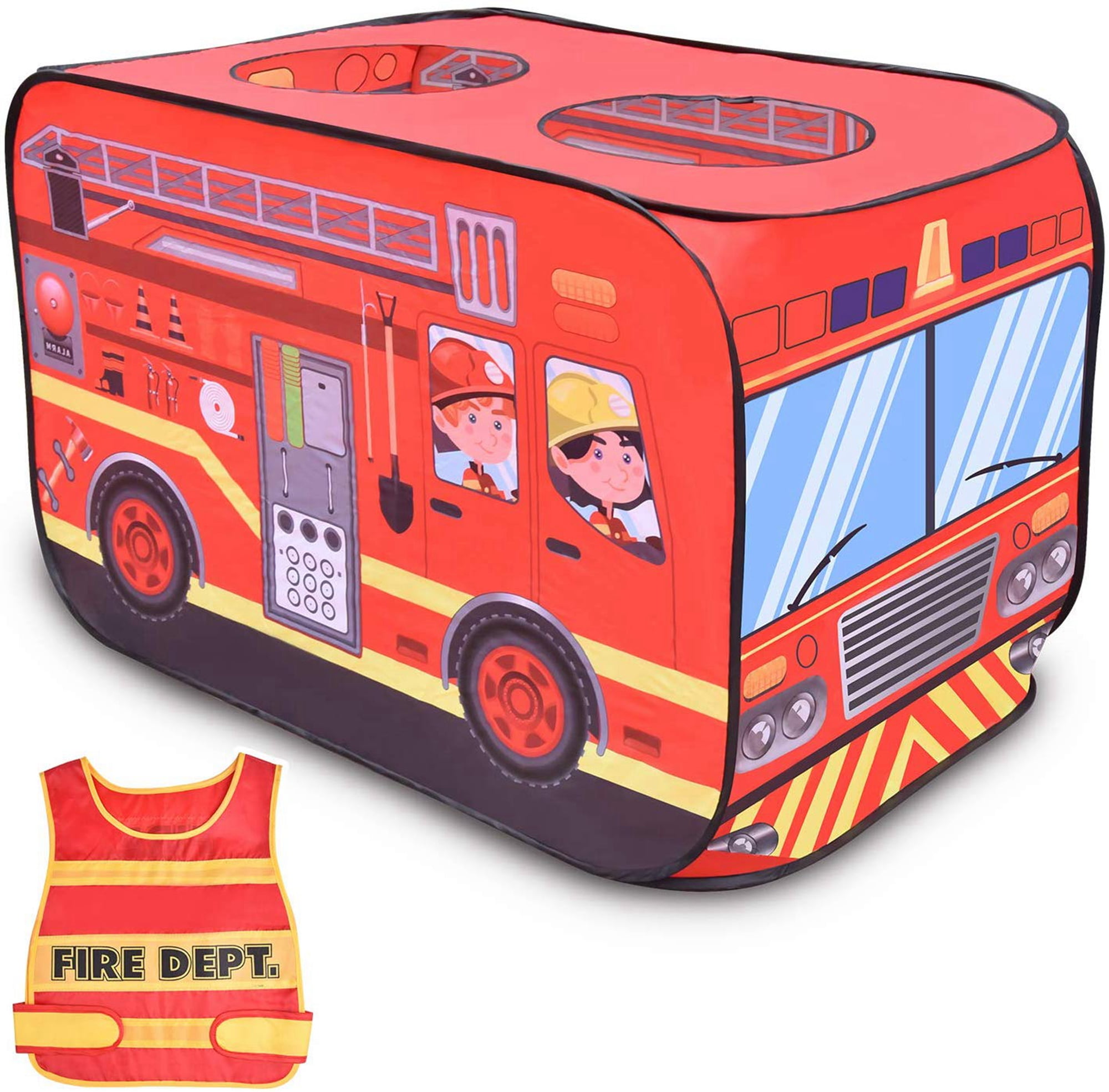 Fire Engine Truck Pop-up Vehicle Pretend Fire Fighter Play Tent Kids Playhouse 
