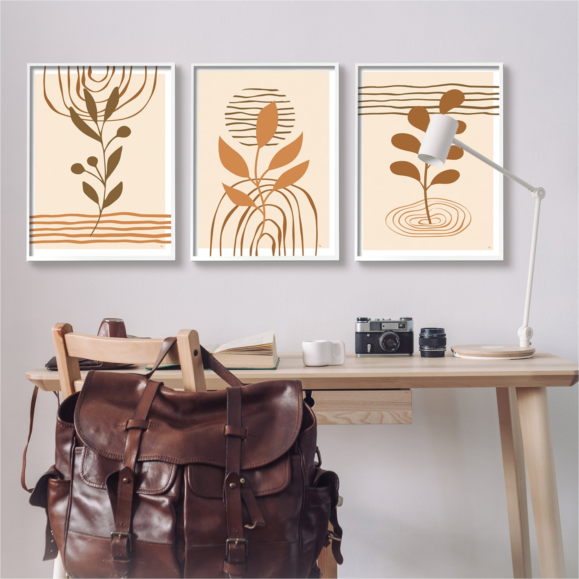 Stupell Industries Beige Boho Sprouts Botanical & Floral Painting White Framed Art Print Wall Art, 24 x 30