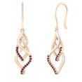 thumbnail image 1 of Dazzlingrock Collection Round Ruby Infinity Knot Twist French-Wire Dangle Drop Earrings for Women (Color I-J, Clarity Highly Included) in 10K Rose Gold, 1 of 1
