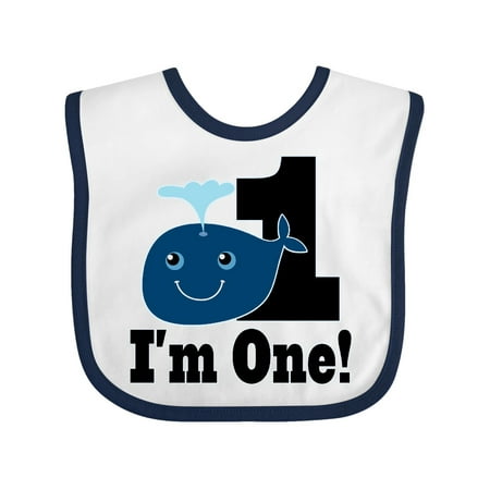 

Inktastic 1st Birthday Boy Whale One Year Old Gift Baby Boy or Baby Girl Bib