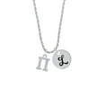 thumbnail image 2 of Delight Jewelry Silvertone Large Greek Letter - Pi - Silvertone Script Initial Disc - L - Charm Necklace, 20"+3", 2 of 4