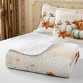 thumbnail image 4 of Erosebridal Pumpkin Leaves Quilt King 3 Pieces,Fall Harvest King Coverlet Set,White Orange Green,1 Bedspread and 2 Pillowcases, 4 of 7