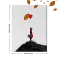 thumbnail image 3 of Qisvanset Robe Rouge de Fille Solitaire Cœur Ballon Toile Art Mural 15.75x11.81 Pouces, 3 of 8