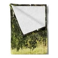 thumbnail image 2 of Tree Soft Flannel Fleece Throw Blanket, Wooden Bench Under Shady Big Tree in the National Park Fresh Tranquil Scenery, Cozy Plush for Indoor and Outdoor Use, 50" x 70", Green Brown, by Ambesonne, 2 of 5